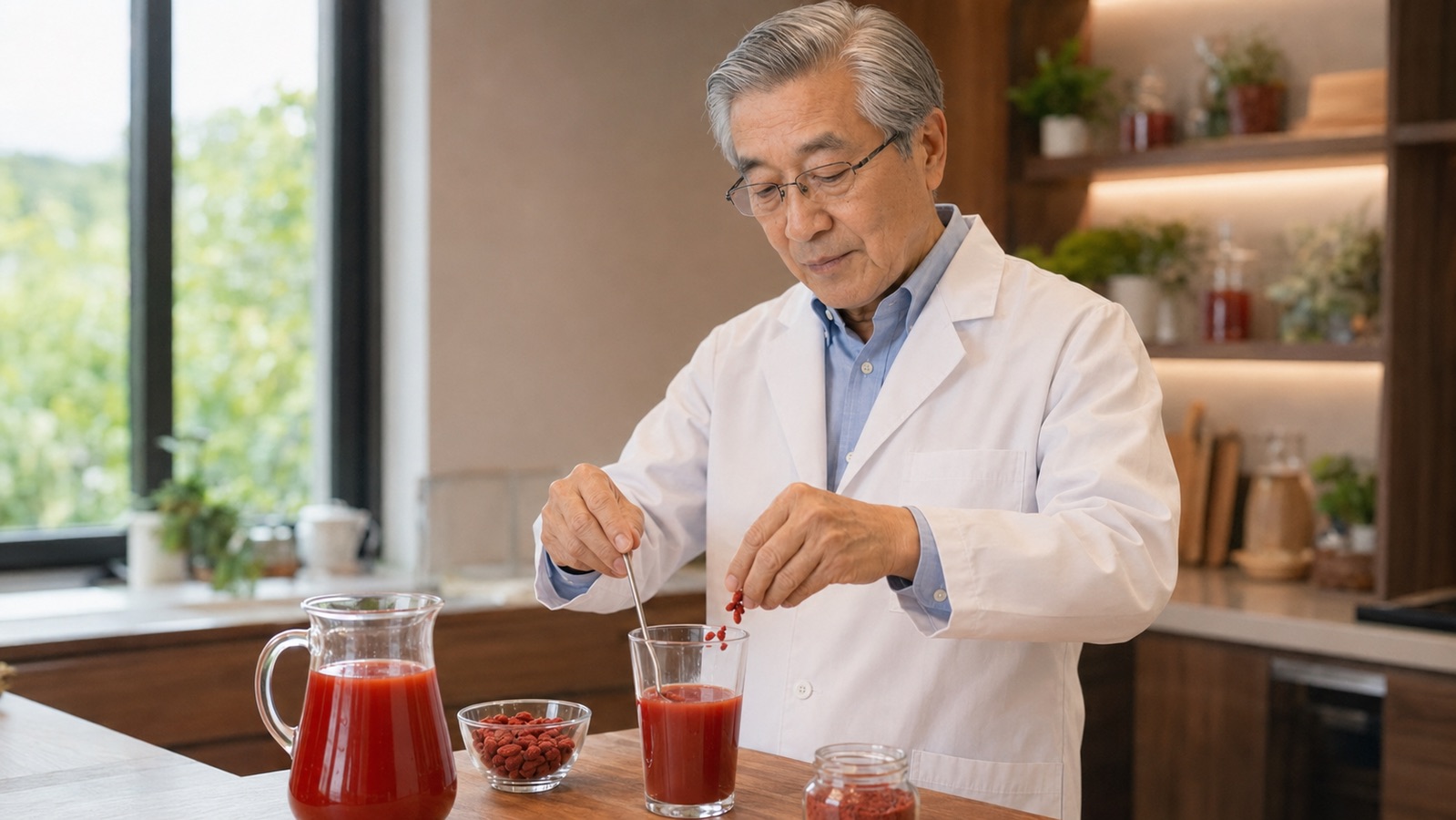 Dr. Kenji Satoh preparing the Red Vitamin mix